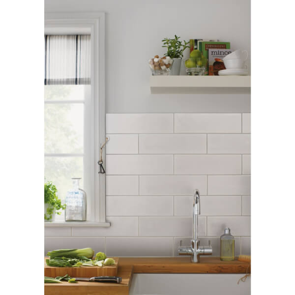 Offer Homebase Ceramic Islington Wall Tile Matt White