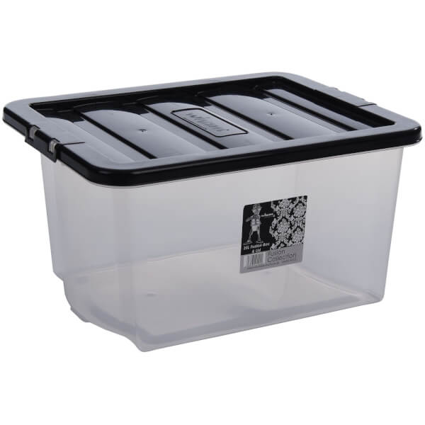 27L Storage Box with Clear Base and Black Lid Homebase