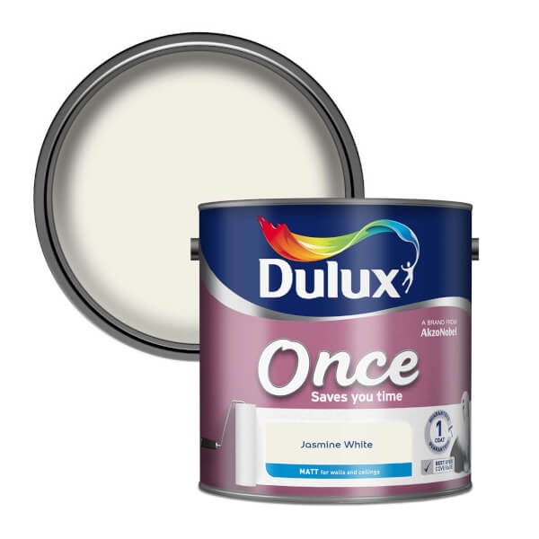 Dulux Once Jasmine White Matt Emulsion Paint 2.5L Homebase