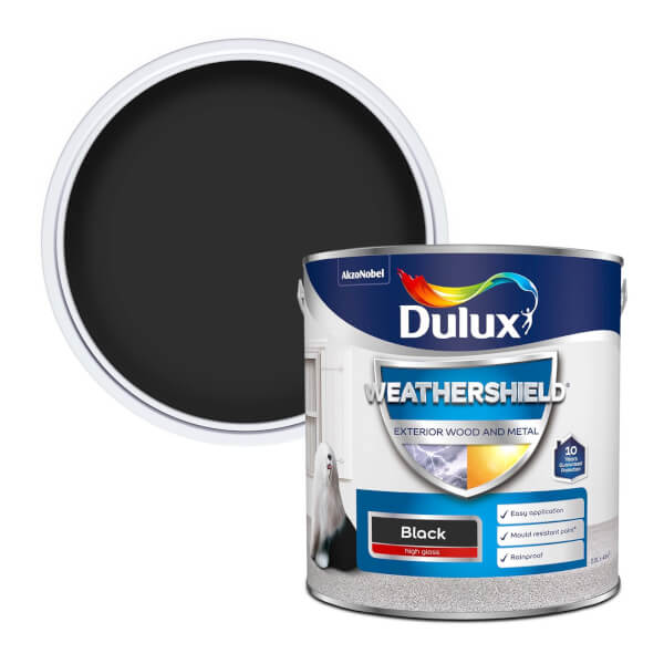 Dulux Weathershield Exterior Gloss Paint Black 2.5L Homebase
