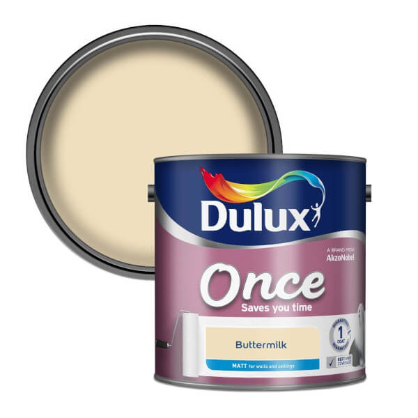 Dulux Once Buttermilk Matt Emulsion Paint 2.5L Homebase