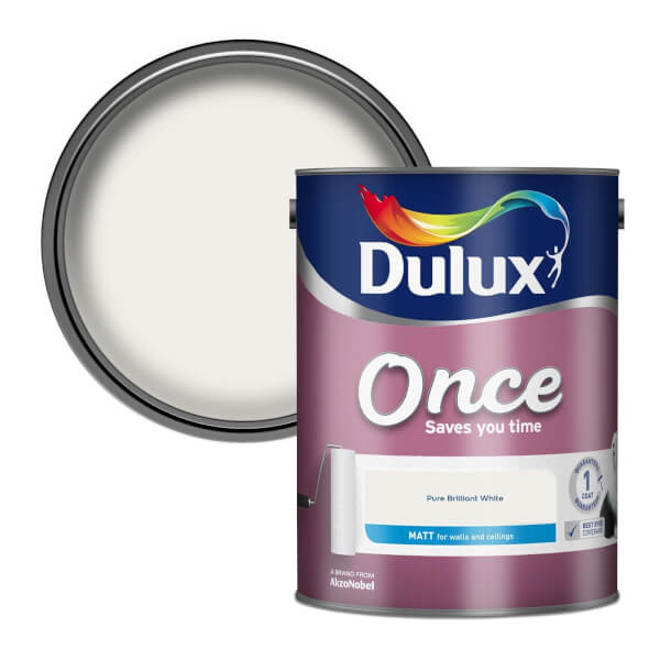 Dulux Once Pure Brilliant White Matt Emulsion Paint 5L Homebase Dulux Once Pure Brilliant White Matt Emulsion Paint 5L Homebase