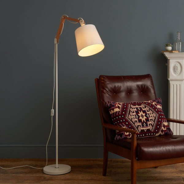 Offer Homebase Caleb Floor Lamp White Homebase