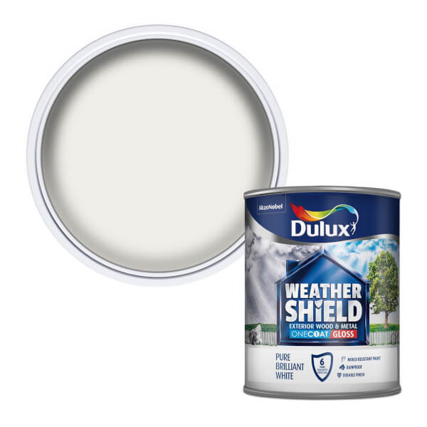 Dulux Weathershield Exterior One Coat Gloss Paint Pure Brilliant White
