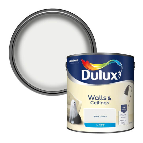 Dulux Matt Emulsion Paint White Cotton 2.5L Homebase