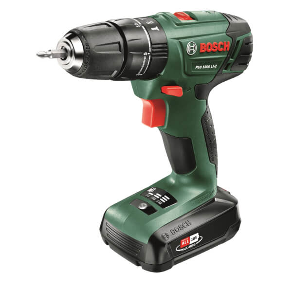 Bosch PSB 1800 Li2 18V Cordless Hammer Drill 2 Batteries Homebase