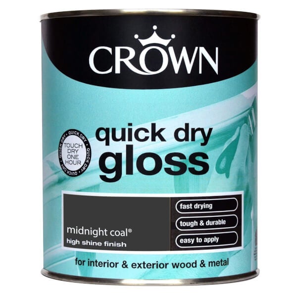 Crown Quick Drying Gloss Midnight Coal 750ml Homebase