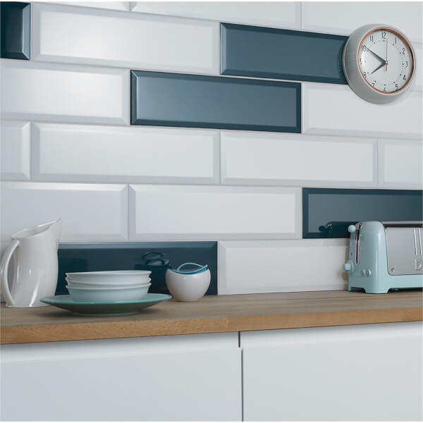 Offer Homebase Ceramic V&A Metro Wall Tile White
