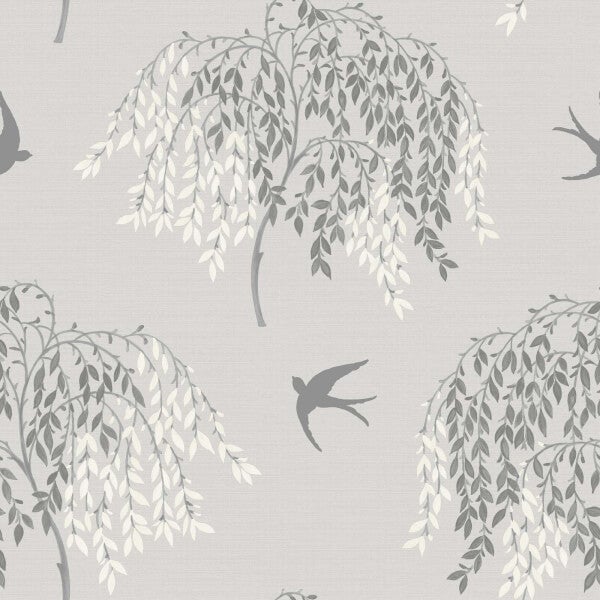 Arthouse Willow Song Trees Textured Glitter Grey Wallpaper Homebase