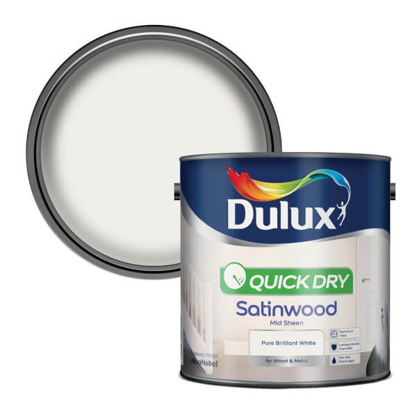 Dulux Quick Dry Satinwood Pure Brilliant White 2.5L Homebase