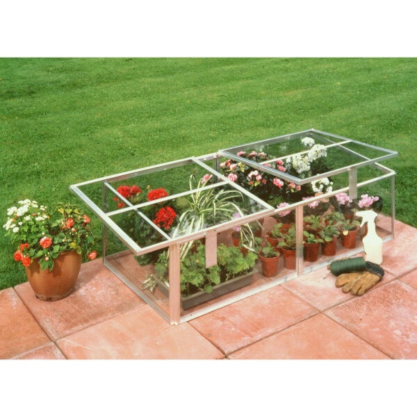 Halls 4 x 2ft Silver Cold Frame with Toughened Glass Homebase