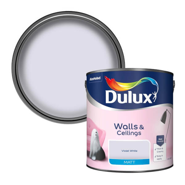Offer Homebase Dulux Violet White Matt Emulsion Paint