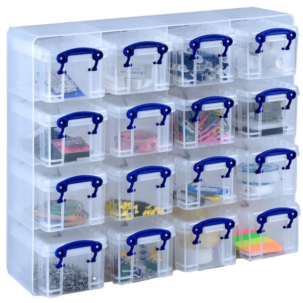 Really Useful Boxes Clear 0.3L 16 Box Set Homebase