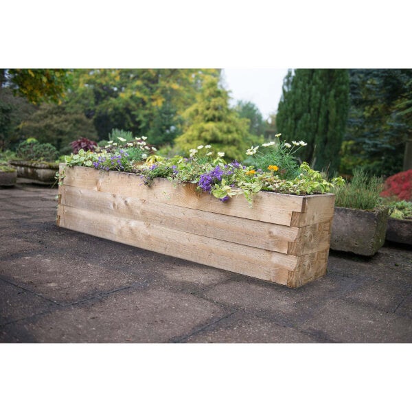 Forest Garden Wooden Caledonian Garden Trough Planter Homebase