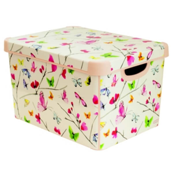 Curver Stockholm Butterflies Plastic Deco Storage Box, Multi Colour 22L