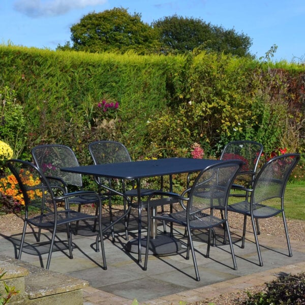 Royal Garden Carlo Metal 6 Seater Rectangular Garden Furniture Set in