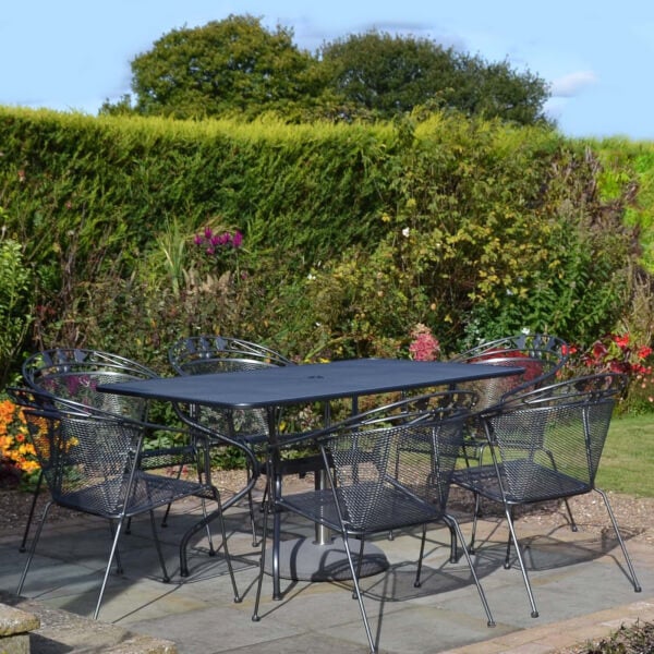 Royal Garden Elegance Metal 6 Seater Rectangular Garden Furniture Set