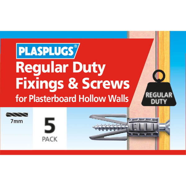Plasplugs Standard Plasterboard & Screws x 5 Homebase