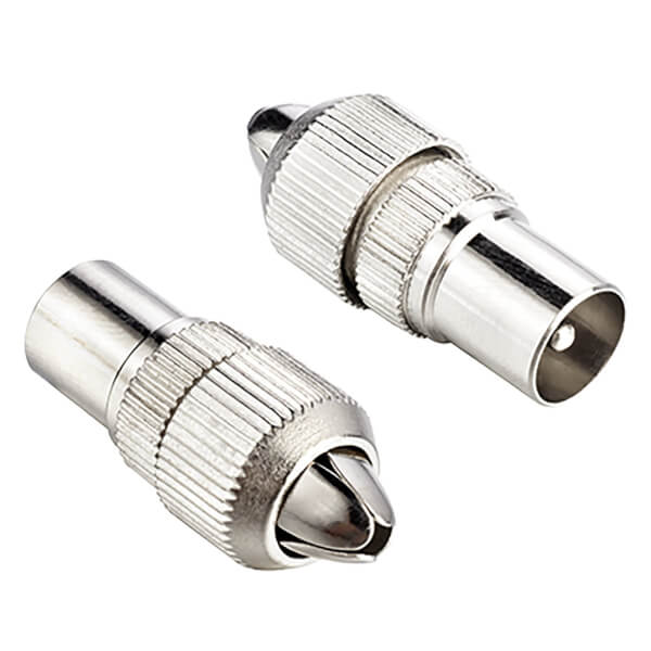Ross Coaxial Aerial Cable Plugs Nickel 2 Pack Homebase