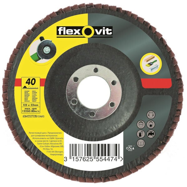 Flexovit Angle Grinder 40G Flap Disc 125mm Homebase