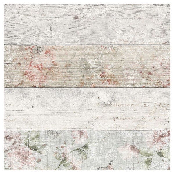 Fresco Distressed Wood Floral Wallpaper Homebase