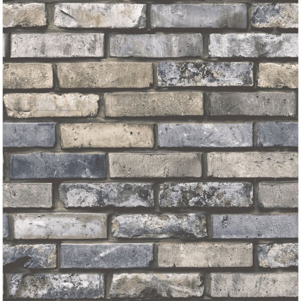 Fresco Brick Wall Black & Natural Wallpaper Homebase