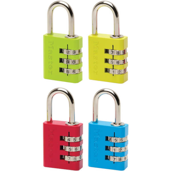 Master Lock Coloured Aluminium Combination Padlock 30mm Homebase