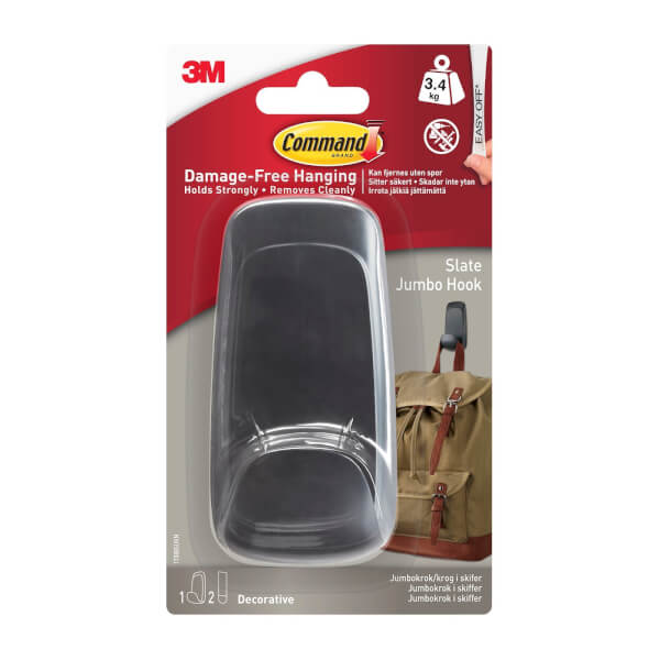 Command SelfAdhesive Jumbo Hook Slate Grey Homebase