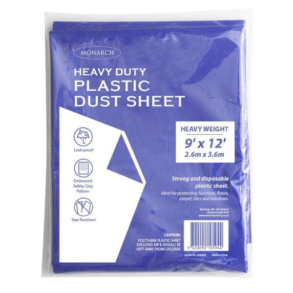 Monarch Heavy Duty Plastic Dust Sheet Blue 2.6m x 3.6m Homebase