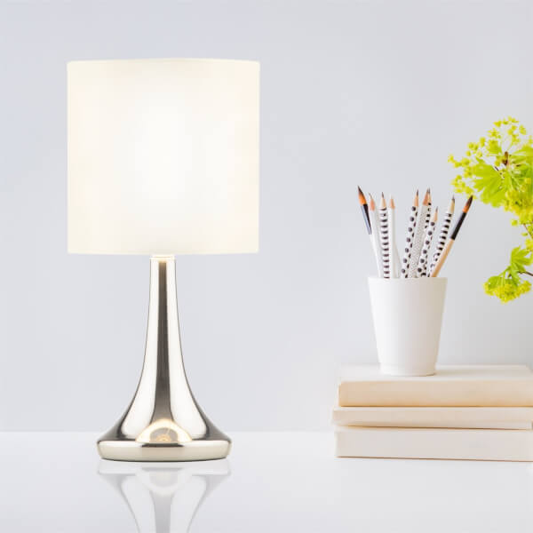 Offer Homebase Mia Touch Table Lamp, Cream Homebase