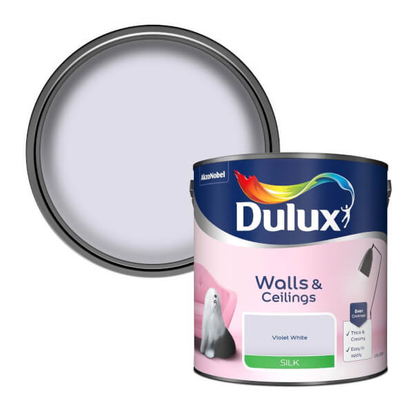 Offer Homebase Dulux Violet White Silk Emulsion Paint