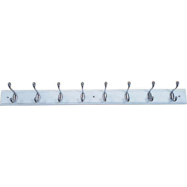 8 Heavy Duty Chrome Hat and Coat Hooks on White Board Homebase