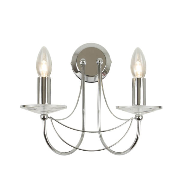 Hendrix 2 Light Glass Wall Light Homebase