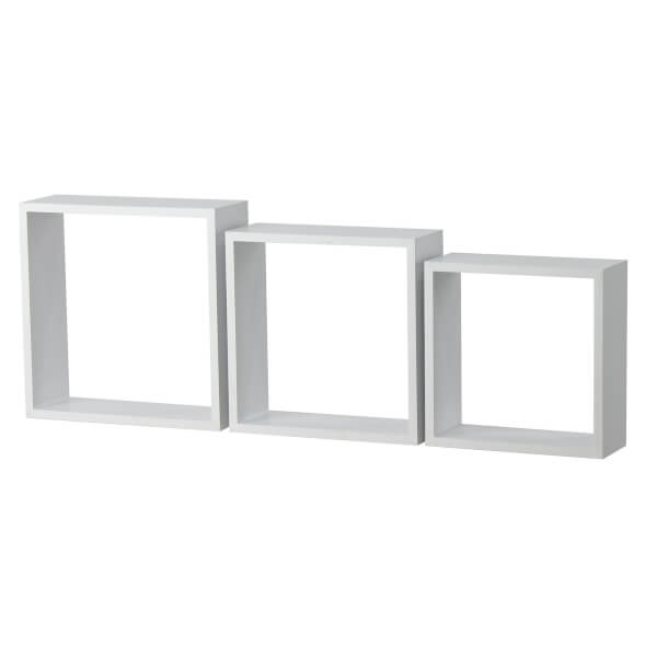 3 Wall Cubes Matt White Homebase