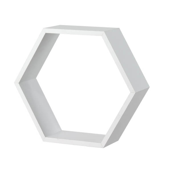 Hexagon Wall Shelf White Matt Homebase