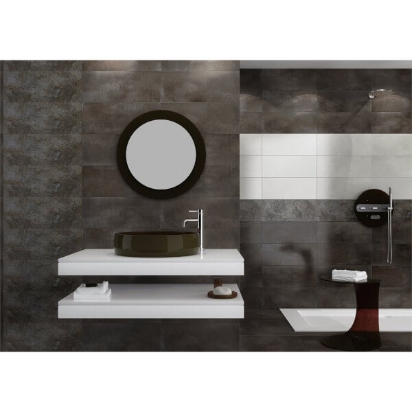 Offer Homebase Ceramic Look Grey Wall Tiles 500 x 200mm