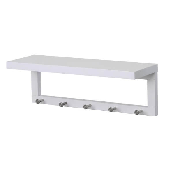 Coat Shelf with Hooks White Homebase