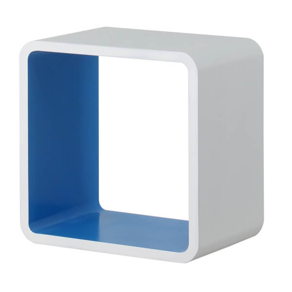 Cube Wall Shelf White and Blue Homebase