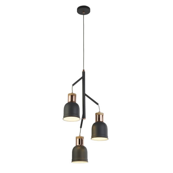 Offer Homebase Mild Steel Barham 3 Light Pendant Light