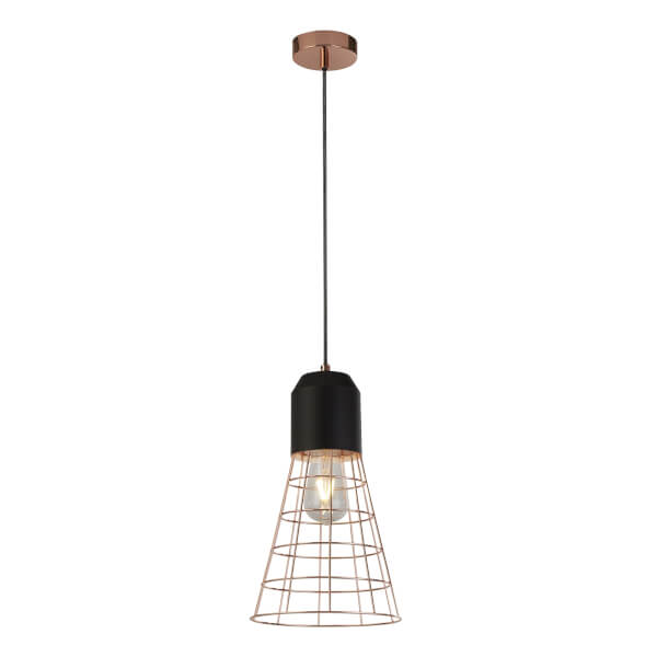 Offer Homebase Dalgety 1 Light Cage Pendant Light Copper
