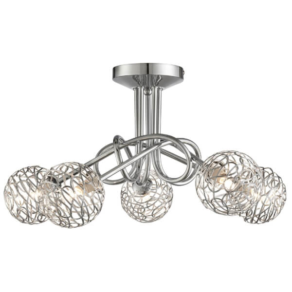 Iluka 5 Light Twist Ceiling Fitting Chrome Homebase