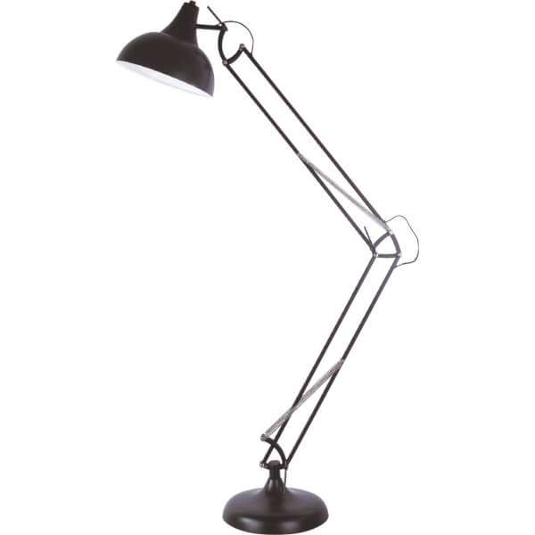 Picton Adjustable Floor Lamp Matt Black and Gloss White Homebase