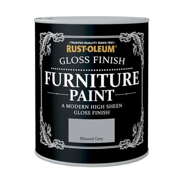 RustOleum Gloss Furniture Paint Mineral Grey 125ml Homebase