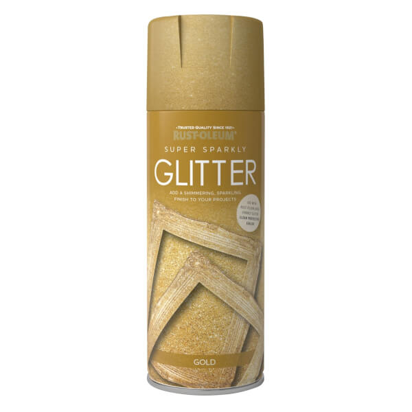 RustOleum Super Sparkly Glitter Spray Paint Gold 400ml Homebase