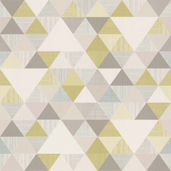 Grandeco Geo Triangle Green Wallpaper Homebase
