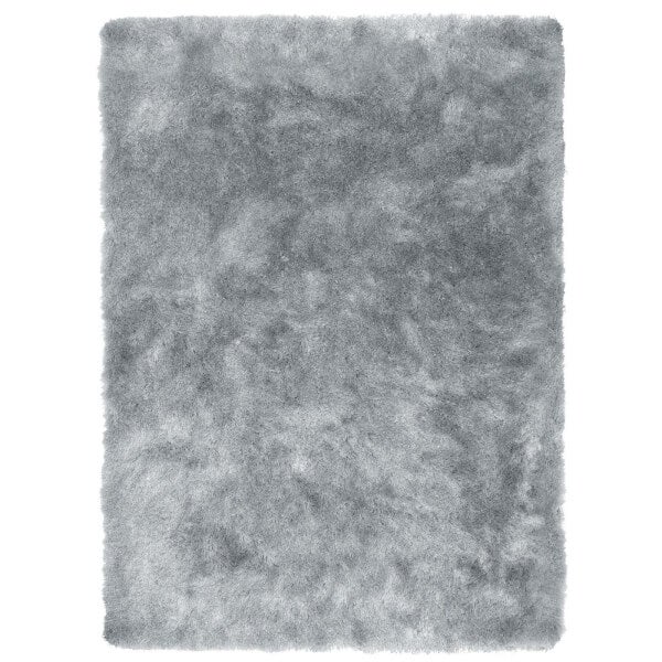 Fine Sparkle Shaggy Rug 120x170cm Silver Homebase
