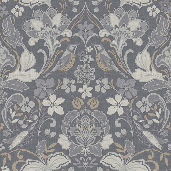Arthouse Folk Floral Smooth Grey Wallpaper Homebase