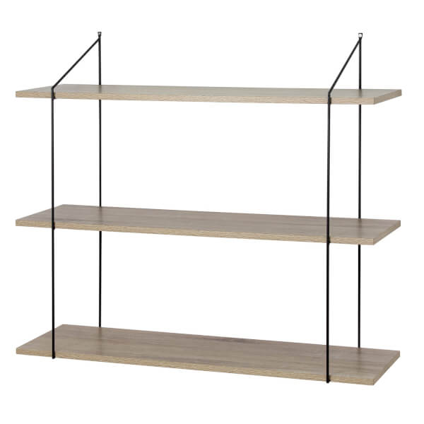 3 Tier Shelf Kit Sanoma Oak & Black Bracket Homebase