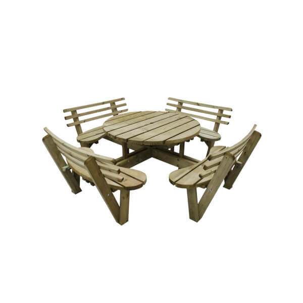 Forest Circular Picnic Table with Seat Backs Homebase