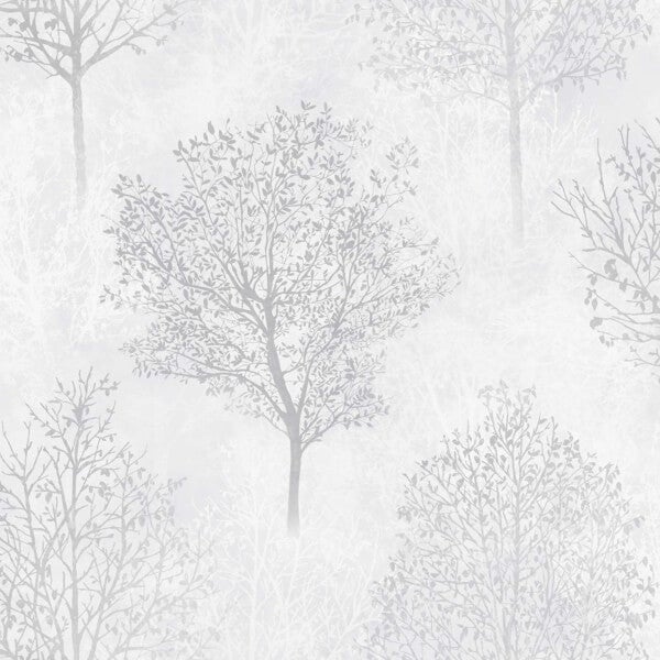 Arthouse Wonderland Mono Tree Textured Glitter Grey Wallpaper Homebase